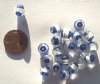 20 9mm Round Silver Foil Blue & Clear